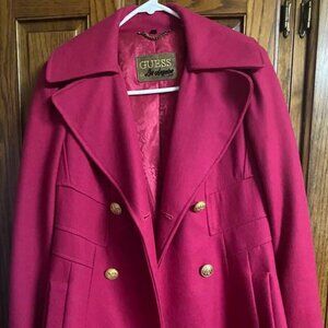 Guess Los Angeles1981 Pea Coat Dark Pink Color